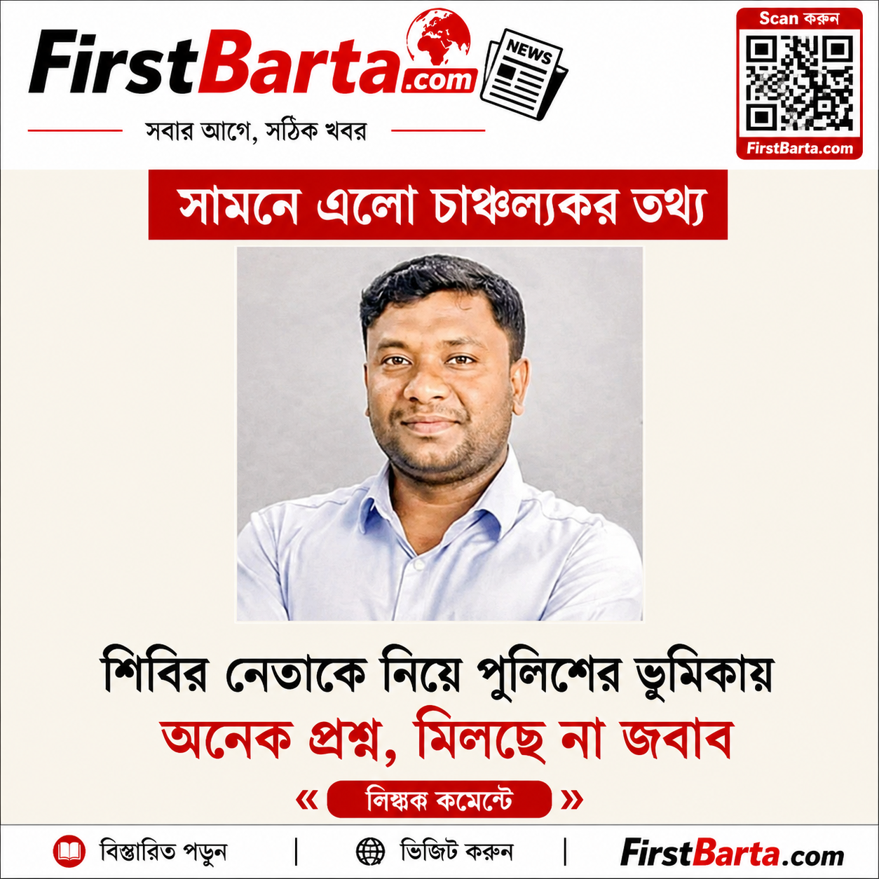 শিবির নেতা জিসানকে নিয়ে পুলিশের ভূমিকা নিয়ে প্রশ্ন, মিলছে না জবাব | FirstBarta